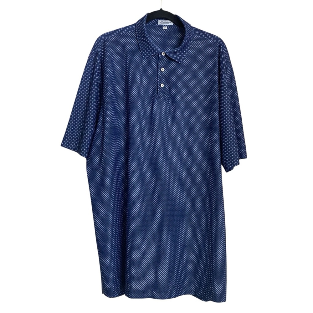 MENS Peter MILLAR Summer Comfort Short Sleeve Polo XXL Poly/spandex Polka Dots - Picture 2 of 7
